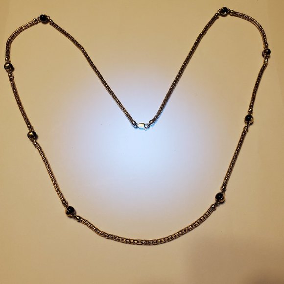 14K  YELLOW  GOLD  AMETHYST  &  TOPAZ  NECKLACE. - Picture 6 of 12